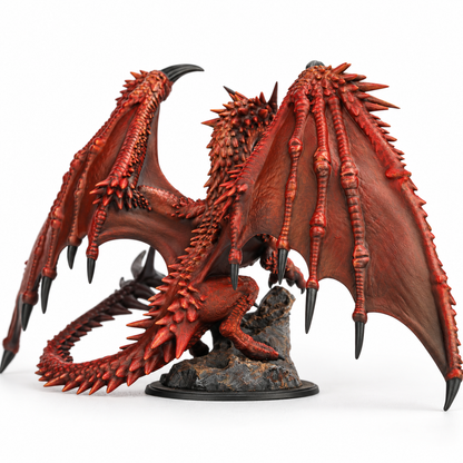 S945 Red Dragon Fantasy Miniature, DnD Ancient Red Dragon Wargame Mini, Painted & Unpainted Versions, Tabletop TTRPG Figure, Hobby Gift & Collectible