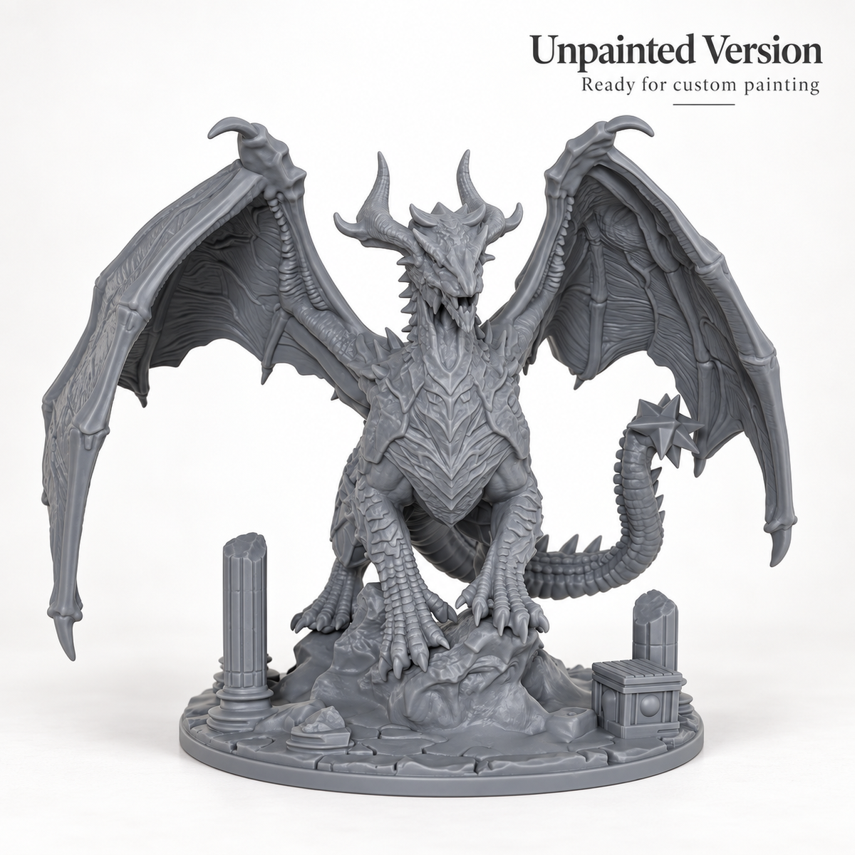AS987 Ancient Dragon DnD Miniature, Elder Dragon Boss RPG Figure, Detachable Model and Base, Available Painted or Unpainted, Tabletop Miniature, Hobby Gift