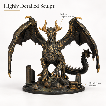 AS987 Ancient Dragon DnD Miniature, Elder Dragon Boss RPG Figure, Detachable Model and Base, Available Painted or Unpainted, Tabletop Miniature, Hobby Gift