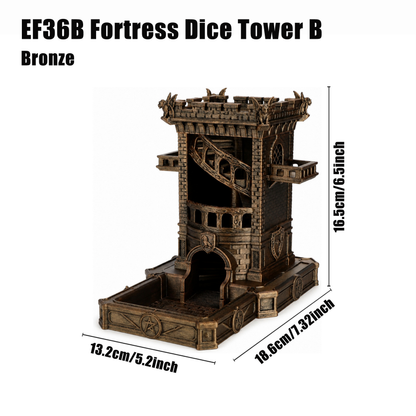EF36 Fortress Dice Tower, Detachable Modular Castle Dice Tower, Gothic Fortress Design, Dice Rolling Tray Included, Fantasy Tabletop RPG Game Prop