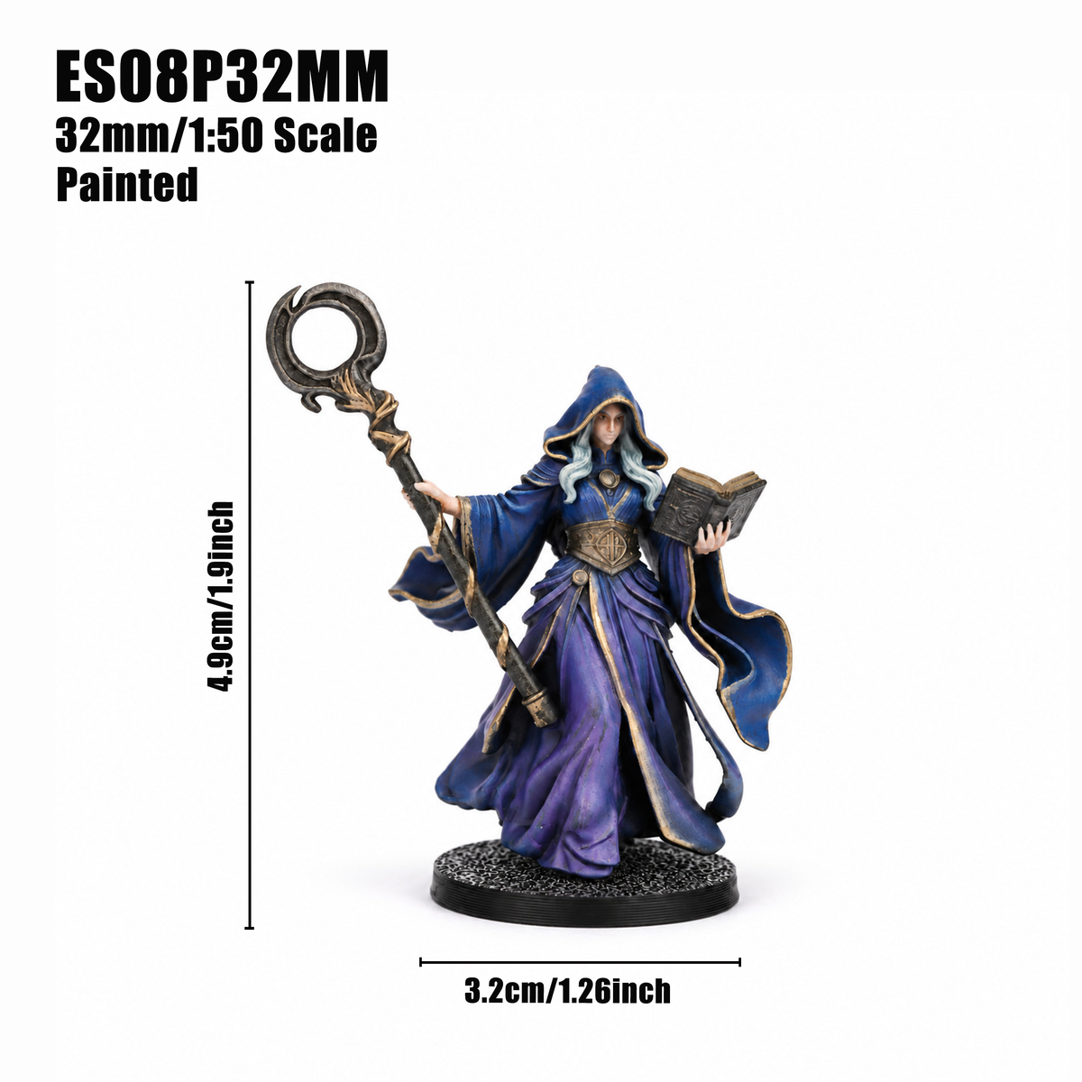 ES08P Moonshadow Archmage Fantasy Tabletop Mini, Painted & Unpainted, Wargame Figure, Collectible & Hobby Gift