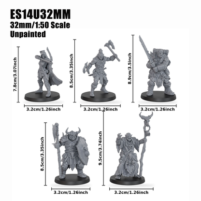 ES14P Orc Heroes Squad DnD Miniatures, Includes Orc Archer, Berserker, Warrior, Heavy Knight, Shaman, 25mm Base, Tabletop RPG Monster Minis