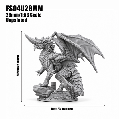 FS04 Blue Dragon Fantasy Tabletop Mini, Painted & Unpainted, Resin Wargame Figure, Collectible & Hobby Gift