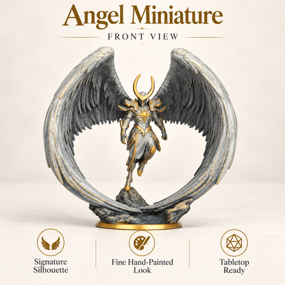 RS11 Armored Angel Miniature, Circular Wing Seraph Wargame Celestial, Dynamic Pose, Painted and Unpainted, Tabletop RPG Figure, Collectible Model