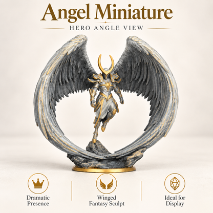 RS11 Armored Angel Miniature, Circular Wing Seraph Wargame Celestial, Dynamic Pose, Painted and Unpainted, Tabletop RPG Figure, Collectible Model