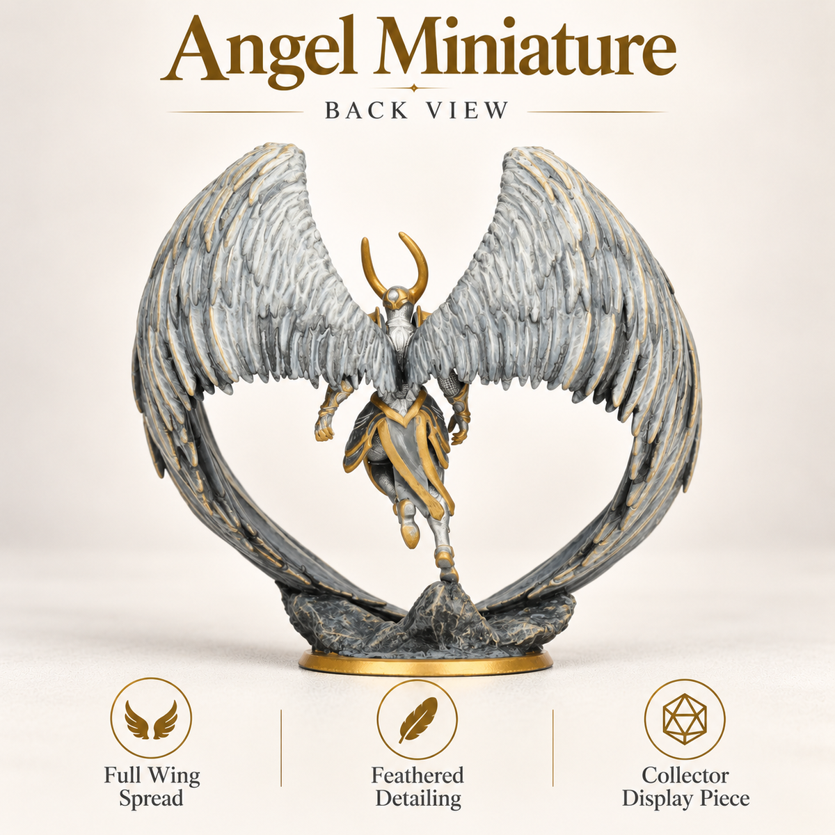 RS11 Armored Angel Miniature, Circular Wing Seraph Wargame Celestial, Dynamic Pose, Painted and Unpainted, Tabletop RPG Figure, Collectible Model