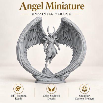 RS11 Armored Angel Miniature, Circular Wing Seraph Wargame Celestial, Dynamic Pose, Painted and Unpainted, Tabletop RPG Figure, Collectible Model