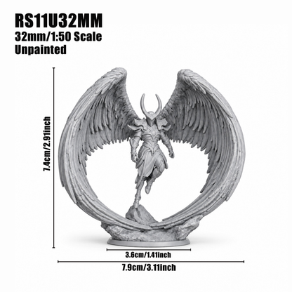 RS11 Armored Angel Miniature, Circular Wing Seraph Wargame Celestial, Dynamic Pose, Painted and Unpainted, Tabletop RPG Figure, Collectible Model