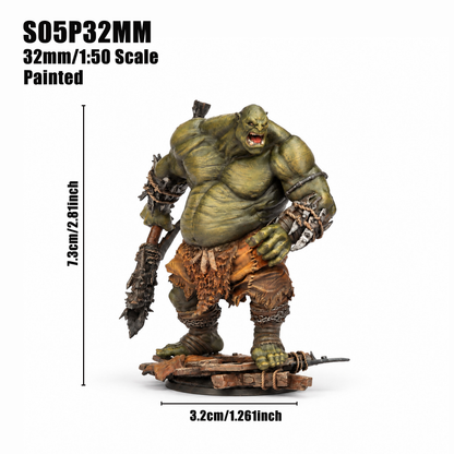 S05 Ogre DnD Miniature, Giant Ogre Warrior Monster RPG Figure, Available Painted or Unpainted, Tabletop Miniature, Hobby Gift