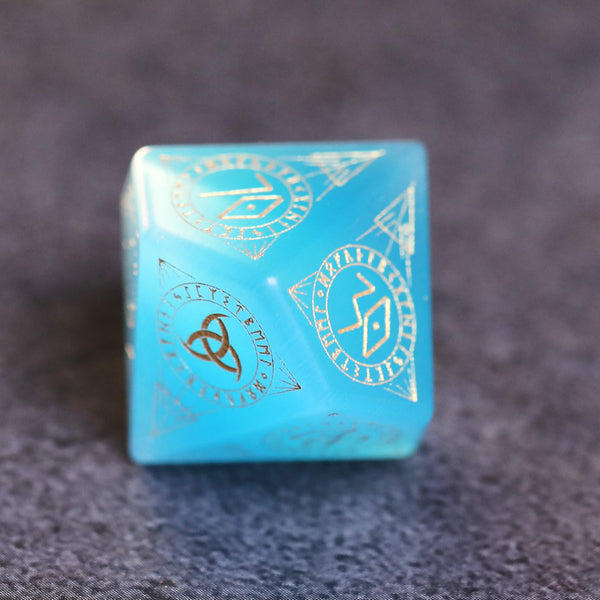 Blue Cat Eye Gemstone Dice