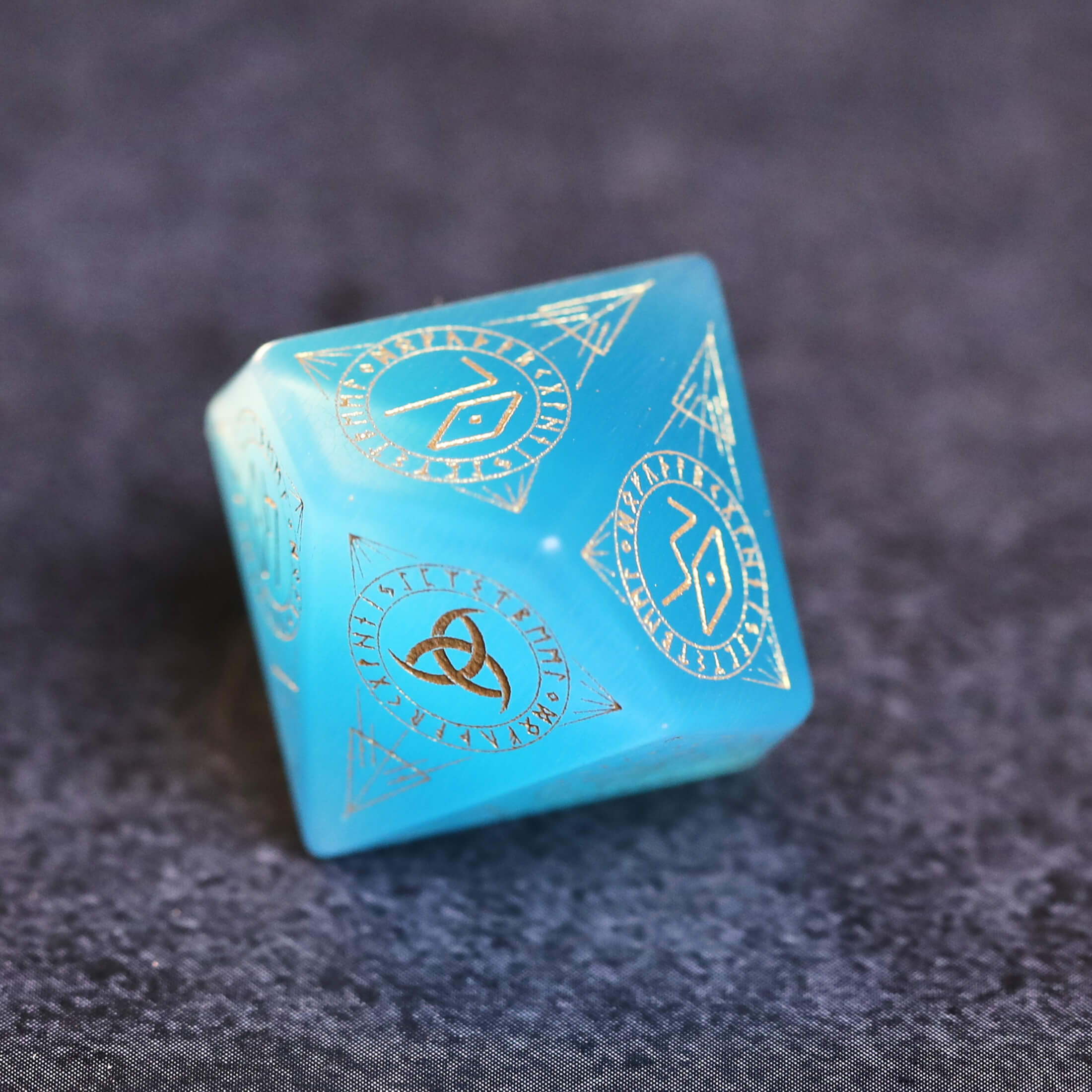 Blue Cat Eye Gemstone Dice