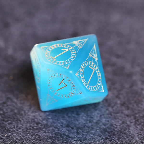 Blue Cat Eye Gemstone Dice
