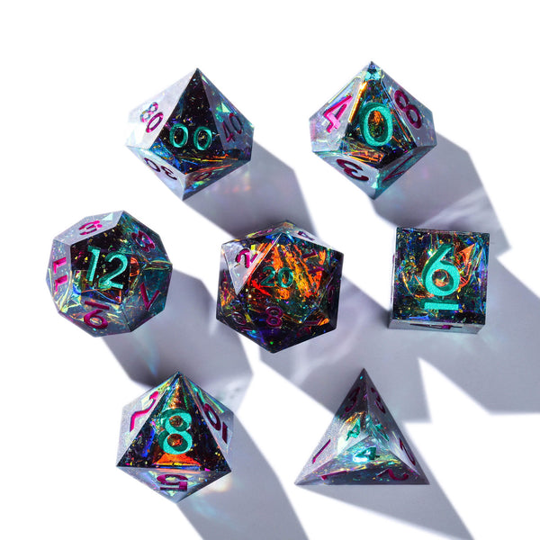Vaporwave Sharp Edged DND Dice Set