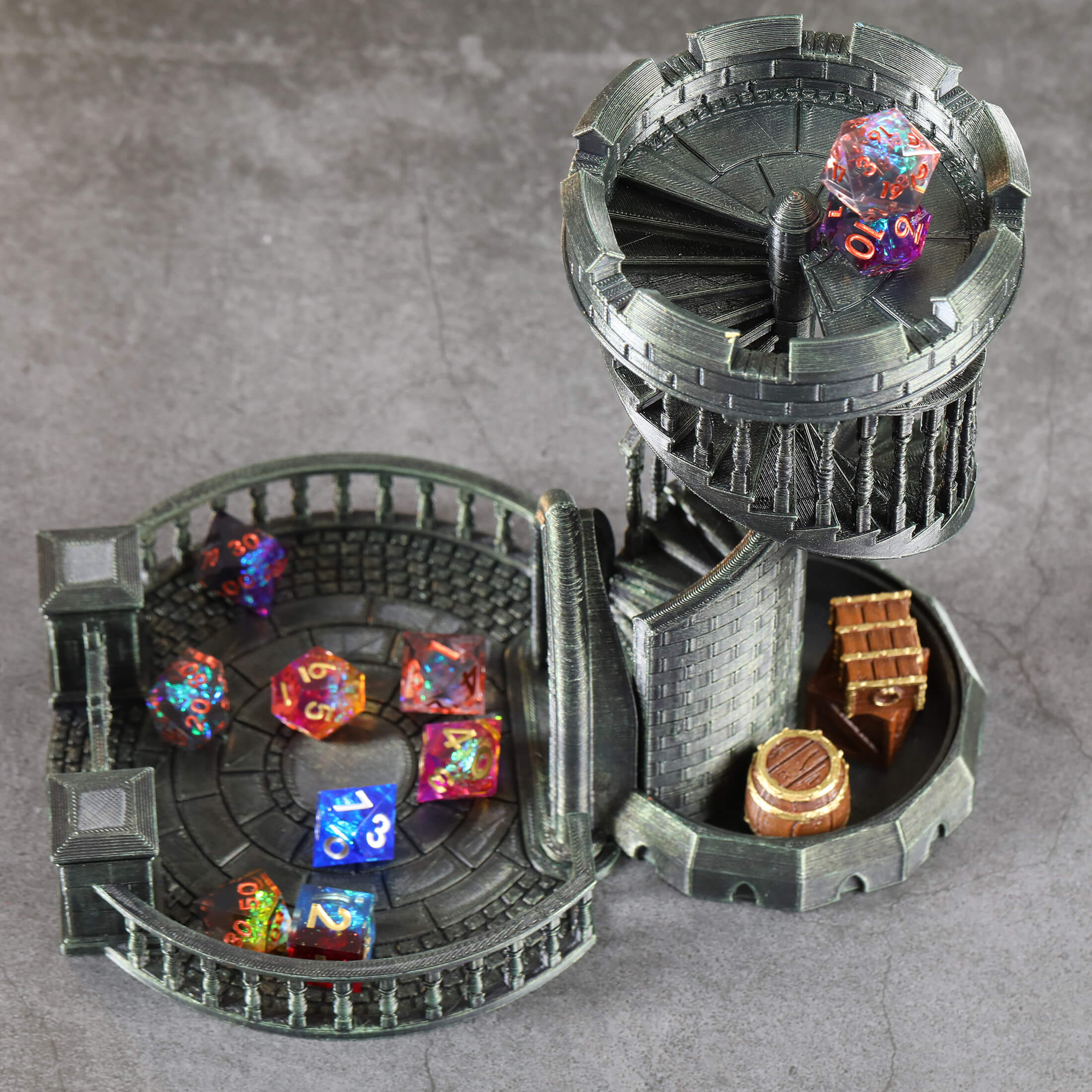 3D Printed Green Dice Tower for Board Game