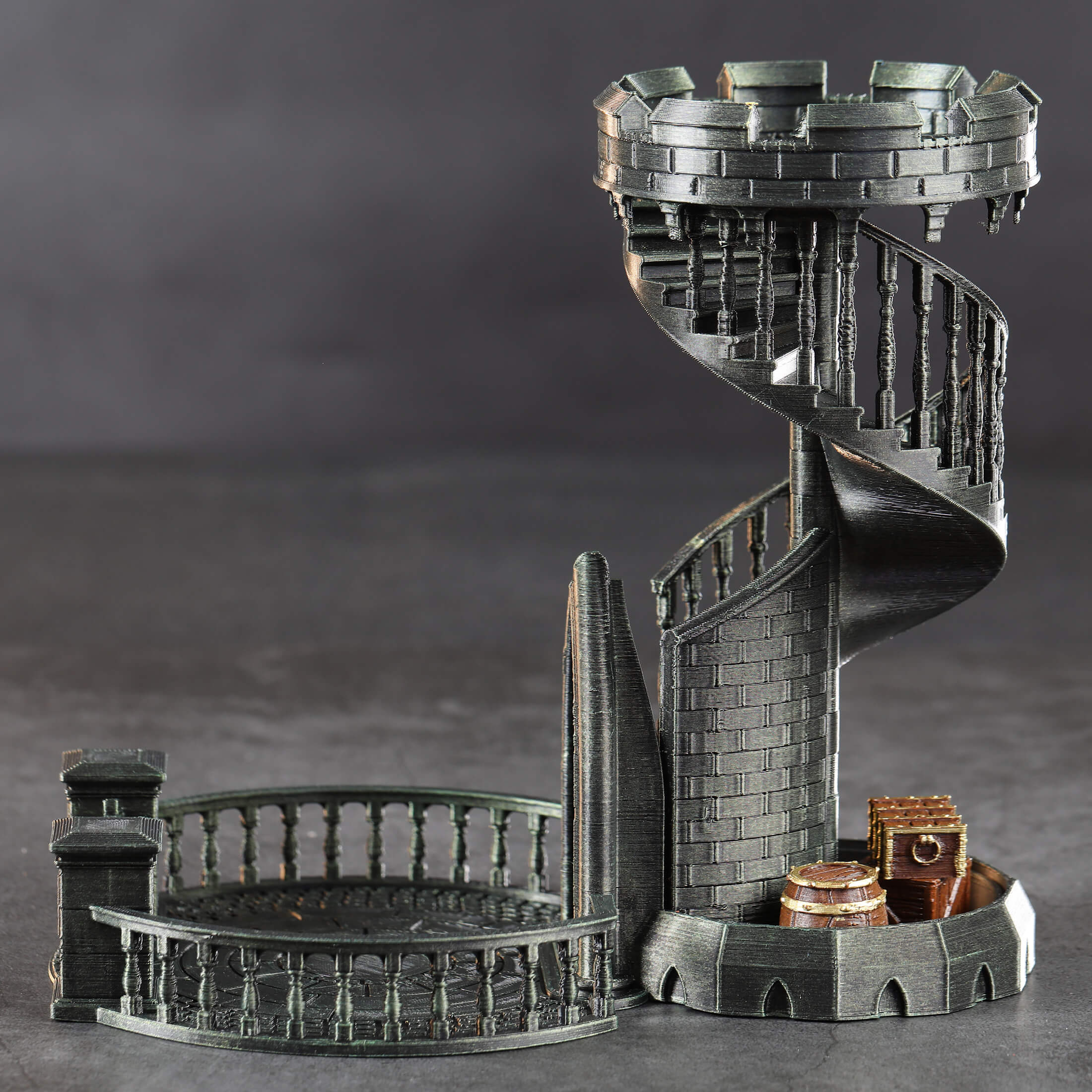 3D Printed Green Dice Tower for Board Game