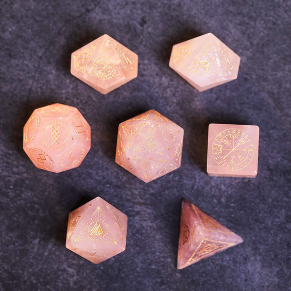 Pink Crystal Gems Dice DnD Dice Set