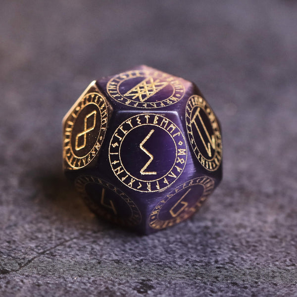 Purple Cat Eye Gemstone Dice