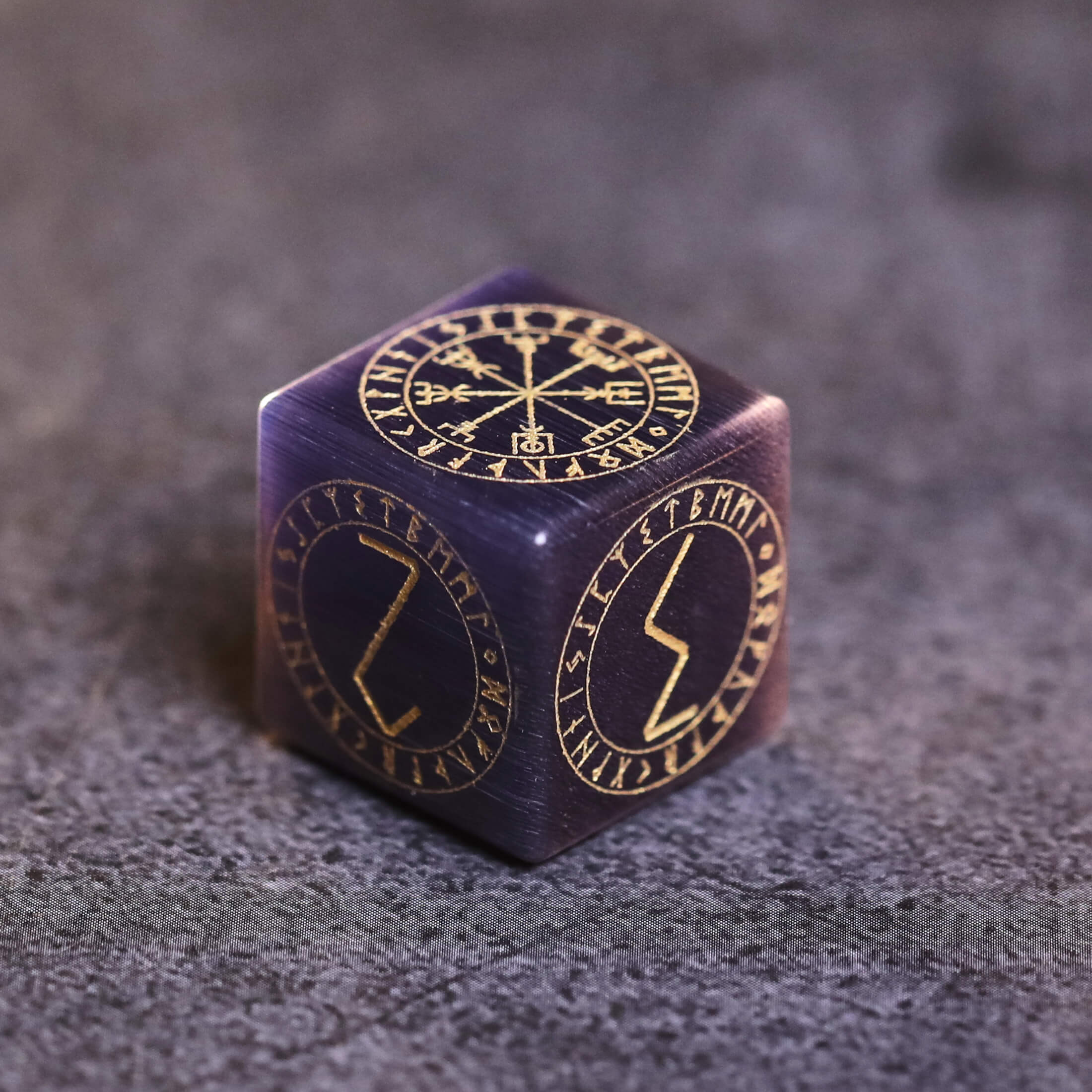 Purple Cat Eye Gemstone Dice