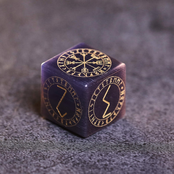 Purple Cat Eye Gemstone Dice