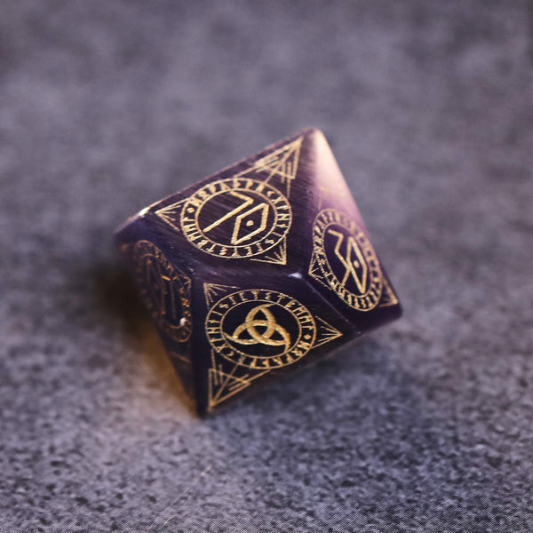 Purple Cat Eye Gemstone Dice
