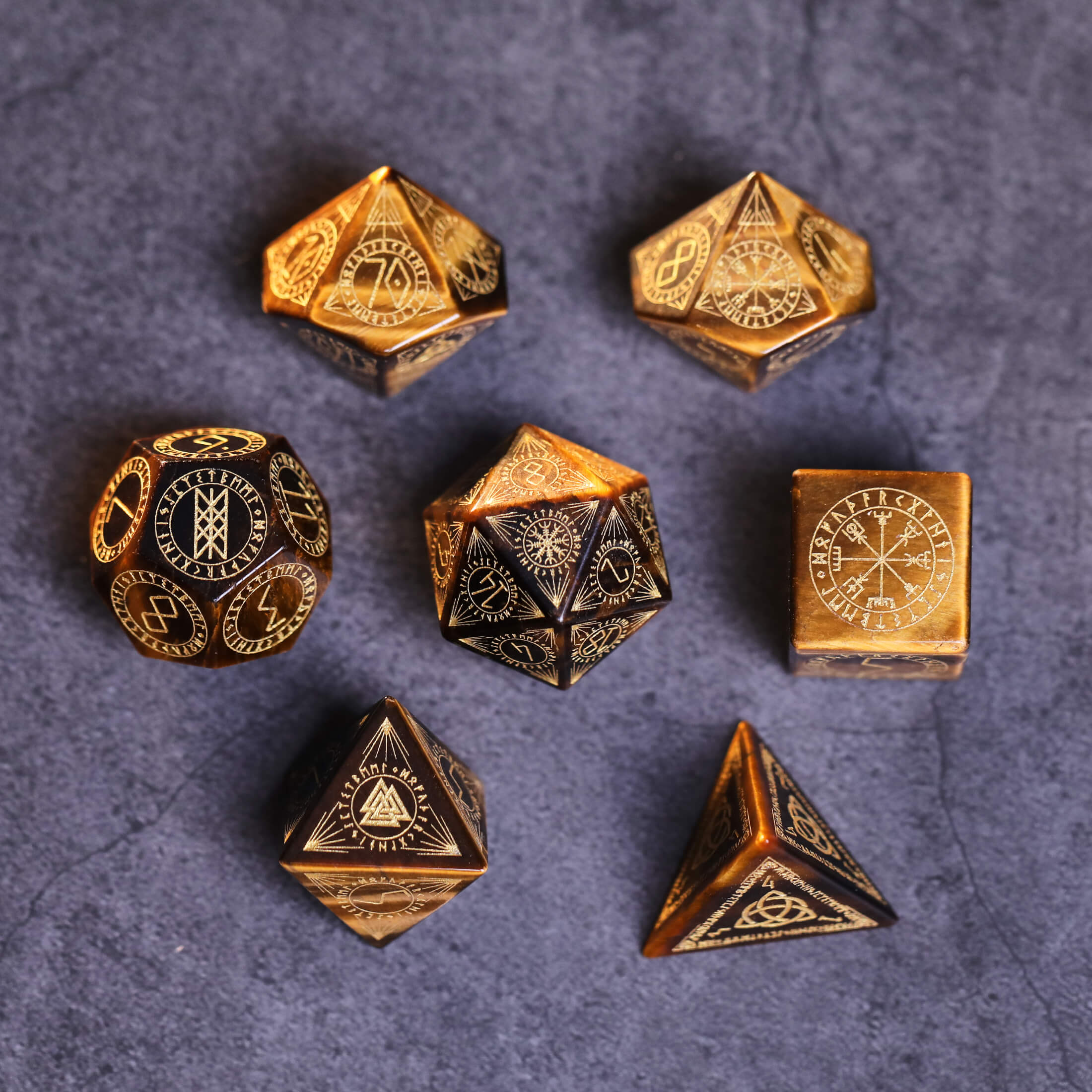 AUSPDICE Tiger Eye Gemstone Dice Hand Carved