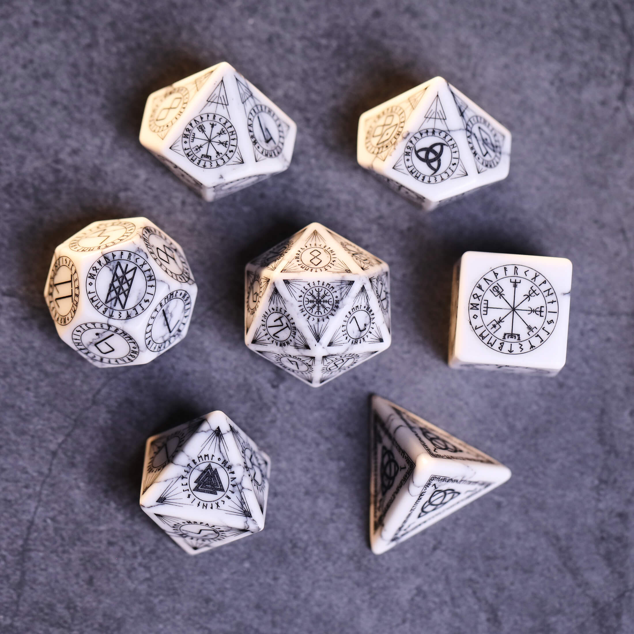 White Turquoise Gem Dice Set for Dungeons and Dragons